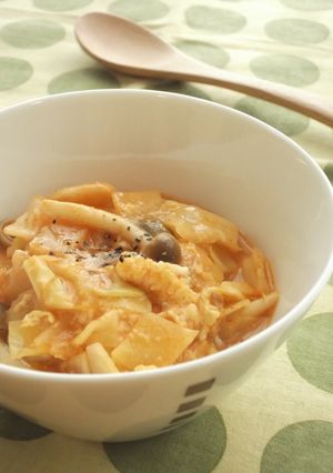 朝食に!キャベツと卵のトマトスープ-レシピのメイン写真