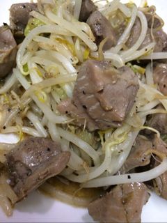 簡単砂肝もやしネギ炒め-レシピのメイン写真