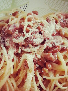 簡単!混ぜるだけ!納豆といかの塩辛パスタ-レシピのメイン写真