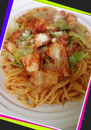 ヘルシー簡単♪チキンレタストマトパスタ☆-レシピのメイン写真