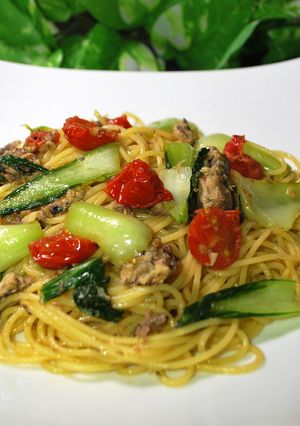 青梗菜とオイルサーディンのパスタ-レシピのメイン写真