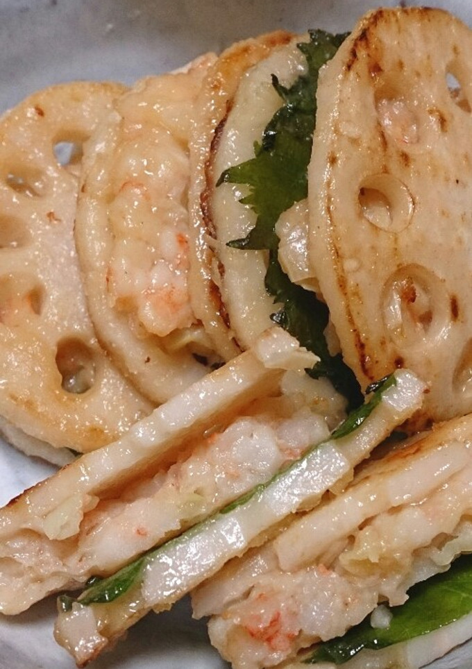れんこんの海老はさみ焼き-レシピのメイン写真