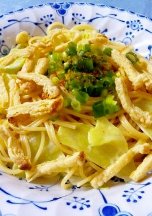 キャベツと油揚げのマヨポンパスタ-レシピのメイン写真