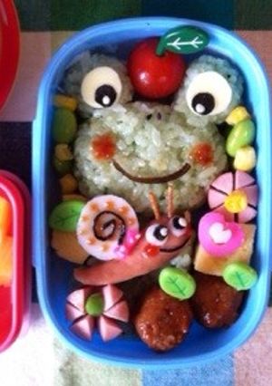 カエルで梅雨も楽しく幼稚園キャラ弁当♡-レシピのメイン写真