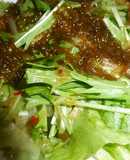 レタスと水菜ともずくのサラダ