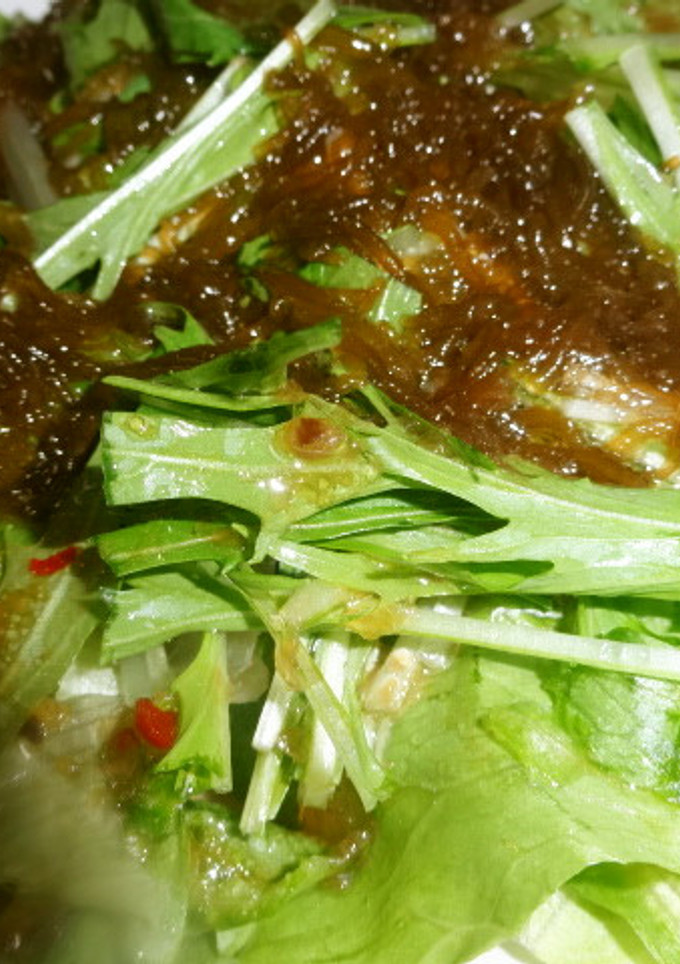 レタスと水菜ともずくのサラダ-レシピのメイン写真
