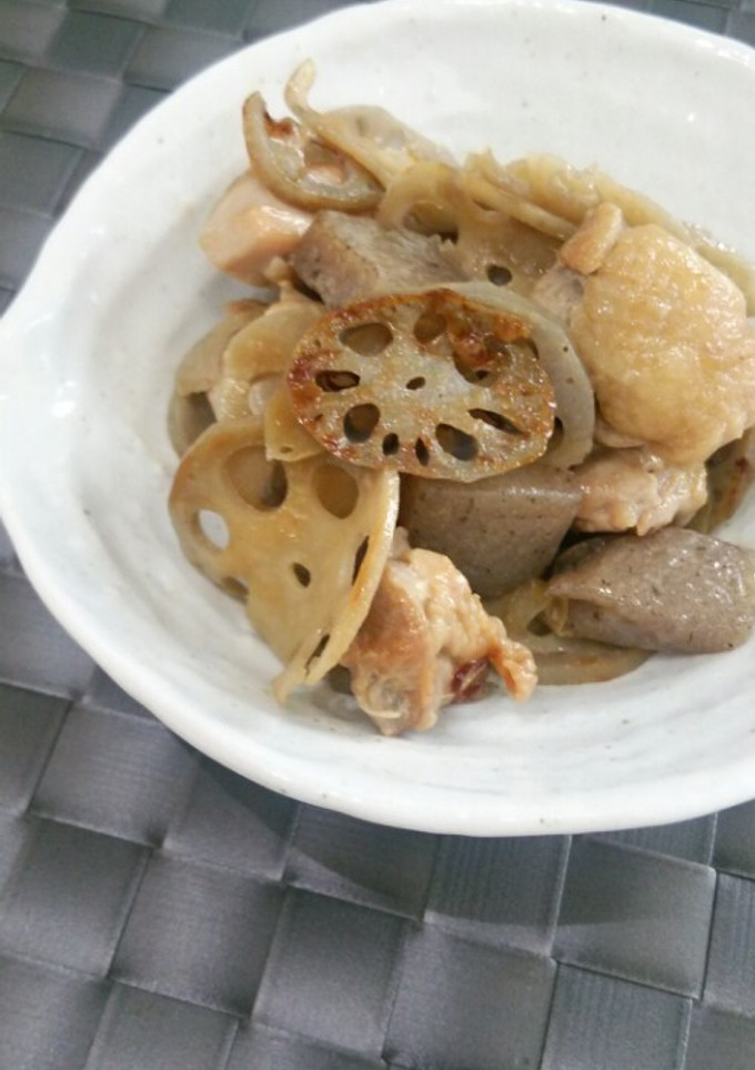 鶏とコンニャクと蓮根の煮物-レシピのメイン写真