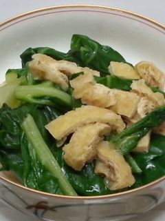 めんつゆで♪うまい菜とうす揚げの煮浸し-レシピのメイン写真
