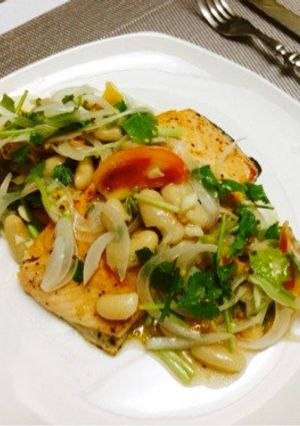 サーモンの白豆サラダ乗せ-レシピのメイン写真