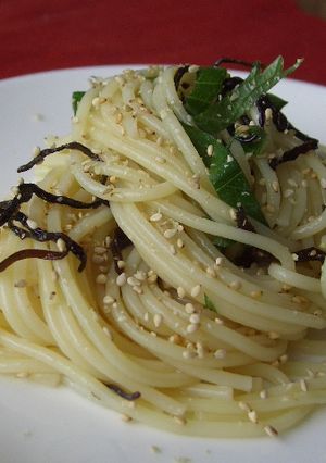 さっぱり簡単！塩昆布と大葉の冷たいパスタ-レシピのメイン写真