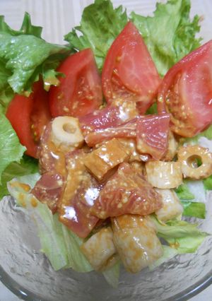 マグロぶつ切りのわさび醤油和えトマト添え-レシピのメイン写真