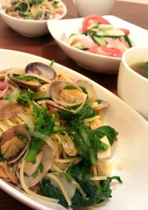 春のペペロンチーノ～菜の花とアサリ～-レシピのメイン写真