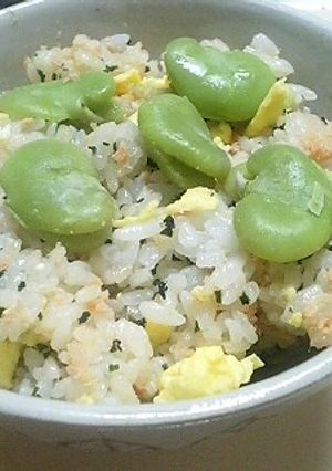 鮭・ワカメ・そら豆のもろみ酢混ぜご飯-レシピのメイン写真