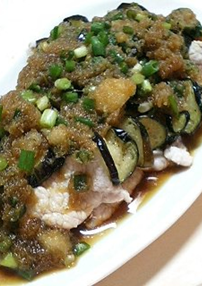 茹で豚と揚げなすの酢醤油おろしびたし-レシピのメイン写真