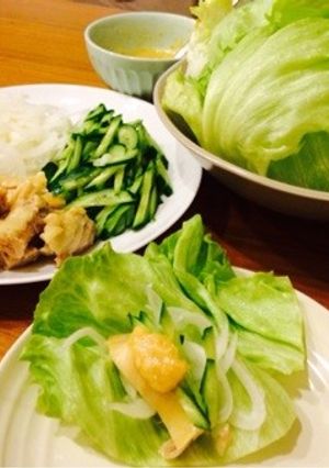 レンジで簡単！蒸し鶏のレタスラップ-レシピのメイン写真