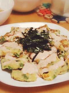 山芋ネギチーズチヂミ(明太マヨソース)。-レシピのメイン写真