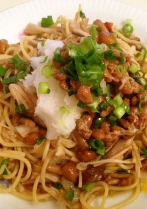 たっぷりきのこの納豆おろしパスタ-レシピのメイン写真