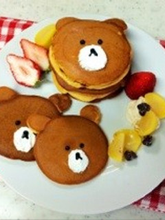 LINEブラウンきなこどら焼きパンケーキ-レシピのメイン写真