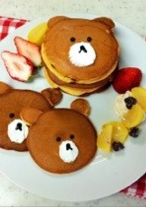 LINEブラウンきなこどら焼きパンケーキ-レシピのメイン写真