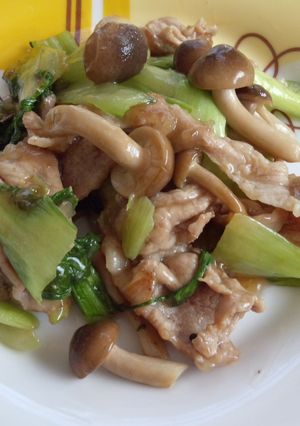 チンゲン菜と豚肉としめじのオイスター炒め-レシピのメイン写真