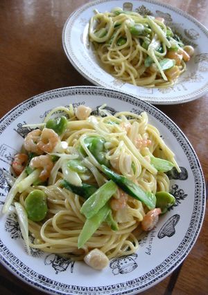 空豆とラッキョウと小海老のクリームパスタ-レシピのメイン写真