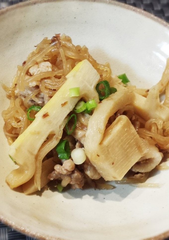 白滝で量増し！筍と豚肉のおかか炒り煮-レシピのメイン写真