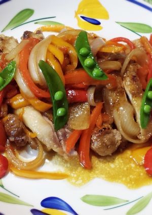 カラーピーマンたっぷりのせたチキンソテー-レシピのメイン写真