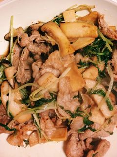 豚バラ&水菜&エリンギの炒め物-レシピのメイン写真