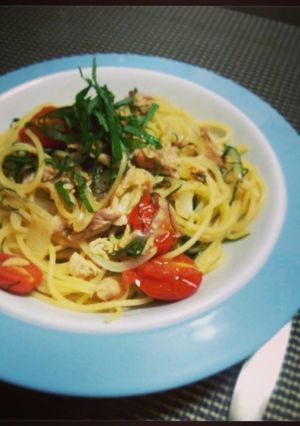 ツナとおかひじきの和風パスタ-レシピのメイン写真