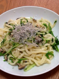 水菜とじゃこの焼きうどん-レシピのメイン写真