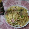 超簡単!セロリの葉とハムのペペロンチーノ