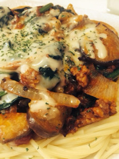 茄子とほうれん草のチーズトマトパスタ-レシピのメイン写真