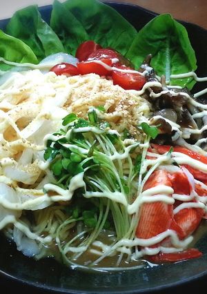 マルちゃん正麺ごまだれ冷し中華+新タマ♪-レシピのメイン写真