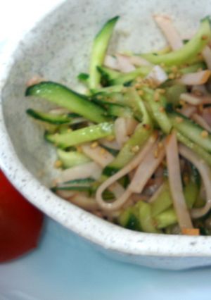 3分で簡単！キューリとハムの酢の物-レシピのメイン写真