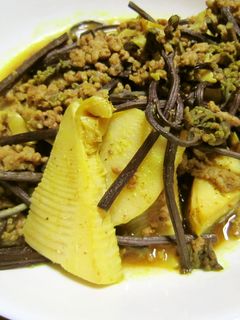 筍とわらび・ひき肉のカレー炒め-レシピのメイン写真