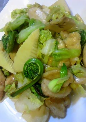 こごみ＆筍＆鶏肉のオイスターソース炒め-レシピのメイン写真