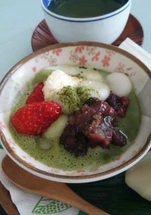 ☆子供と作るおやつに白玉抹茶あんみつ☆-レシピのメイン写真