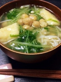 水菜とひよこ豆のとろーり和スープ-レシピのメイン写真