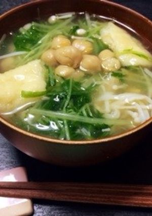 水菜とひよこ豆のとろーり和スープ-レシピのメイン写真