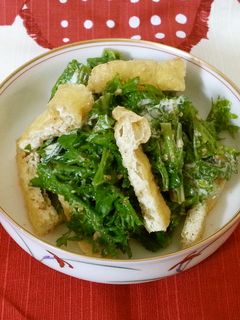 わさび菜とカリカリうす揚げのマヨポンあえ-レシピのメイン写真