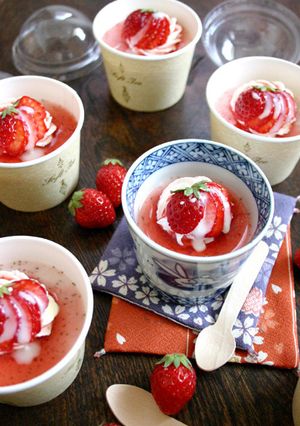 ミルキーな * いちごみるくぷりん♡ *-レシピのメイン写真