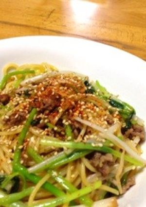 ミツバと鶏そぼろの和風パスタ-レシピのメイン写真