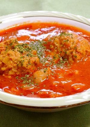 チーズの入った肉団子のトマト煮込みスープ-レシピのメイン写真