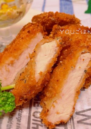 鶏むね肉で♡バジル風味の柔らかチキンカツ-レシピのメイン写真