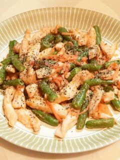 さやいんげんと鶏胸肉の紅生姜炒め-レシピのメイン写真