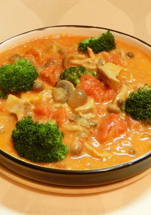 簡単きのこカレー風味トマトコーンクリーム-レシピのメイン写真