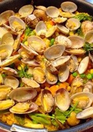 フライパンで！あさりとチキンのパエリア-レシピのメイン写真