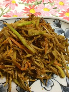 ペペロンチーノ風きんぴらごぼう♪-レシピのメイン写真