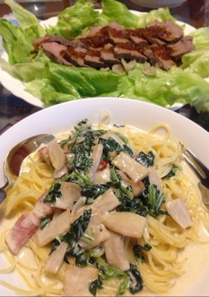 ガッツリ！クリームパスタ♪-レシピのメイン写真