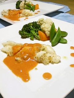 カラスガレイと温野菜をオーロラソースで♪-レシピのメイン写真